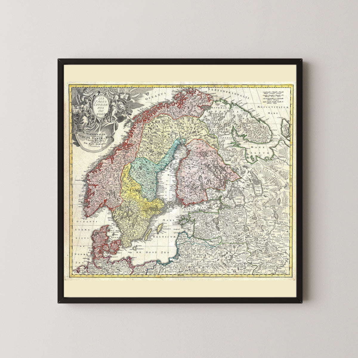 Johann Baptist Homann — Scandinavia (Scandinavia complectens Sueciae, Daniae et Norvegiae Regna) | Hand-Coloured Engraved Map Print