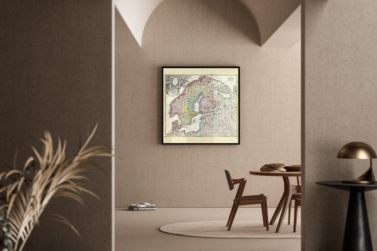 Johann Baptist Homann — Scandinavia (Scandinavia complectens Sueciae, Daniae et Norvegiae Regna) | Hand-Coloured Engraved Map Print
