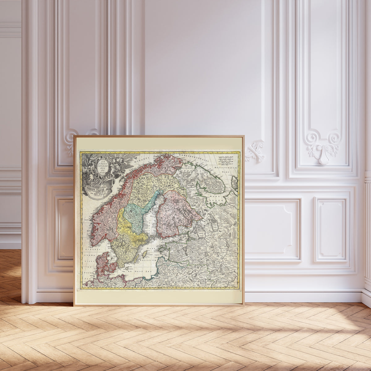 Johann Baptist Homann — Scandinavia (Scandinavia complectens Sueciae, Daniae et Norvegiae Regna) | Hand-Coloured Engraved Map Print