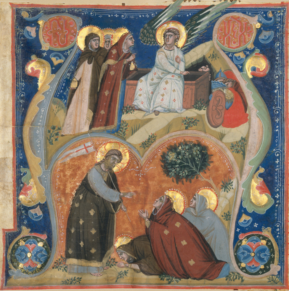 Nerius — Scenes of Easter in an Initial A | Illuminated Initial Print