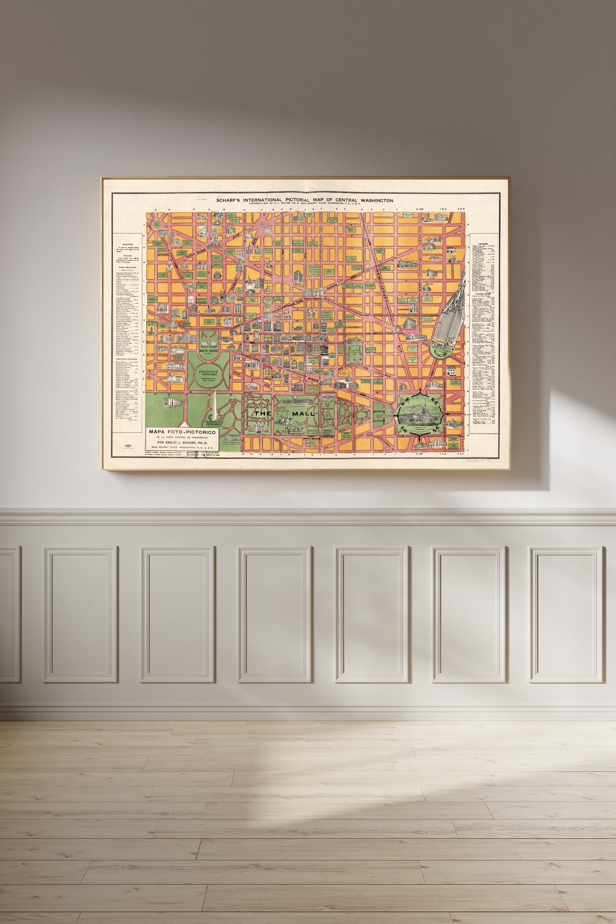 Emilio L. Scharf — Scharf's International Pictorial Map of Central Washington | Vintage Pictorial City Map Print