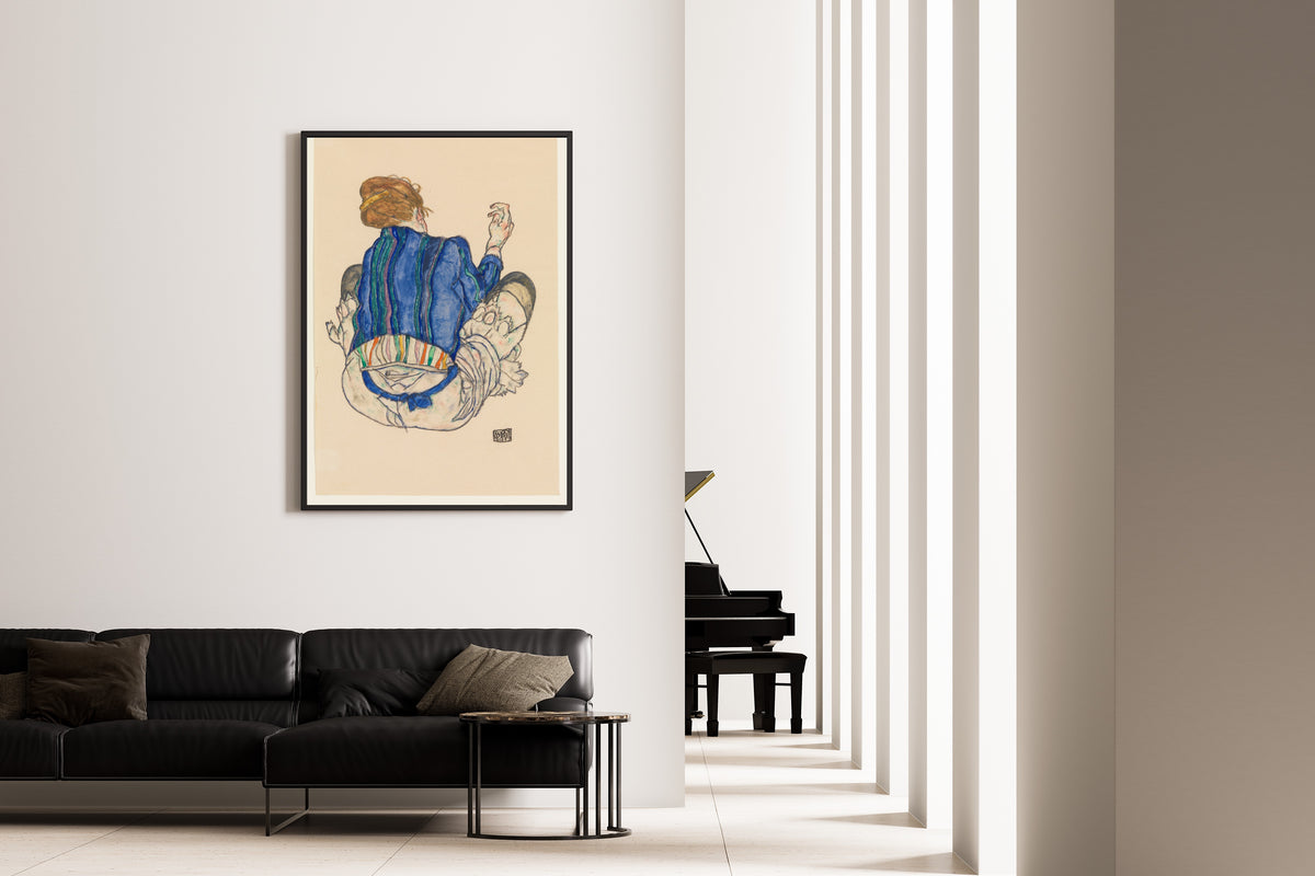 Egon Schiele — Seated Woman (blue jacket) | Fine Art Print