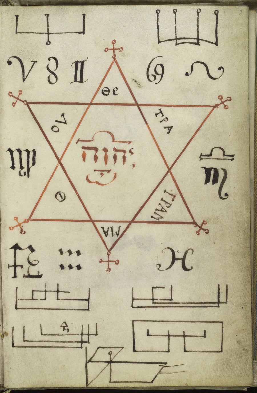 Seal of Approbata, from Cyprianus | Esoteric Art Print shown to scale on a wall above a sofa