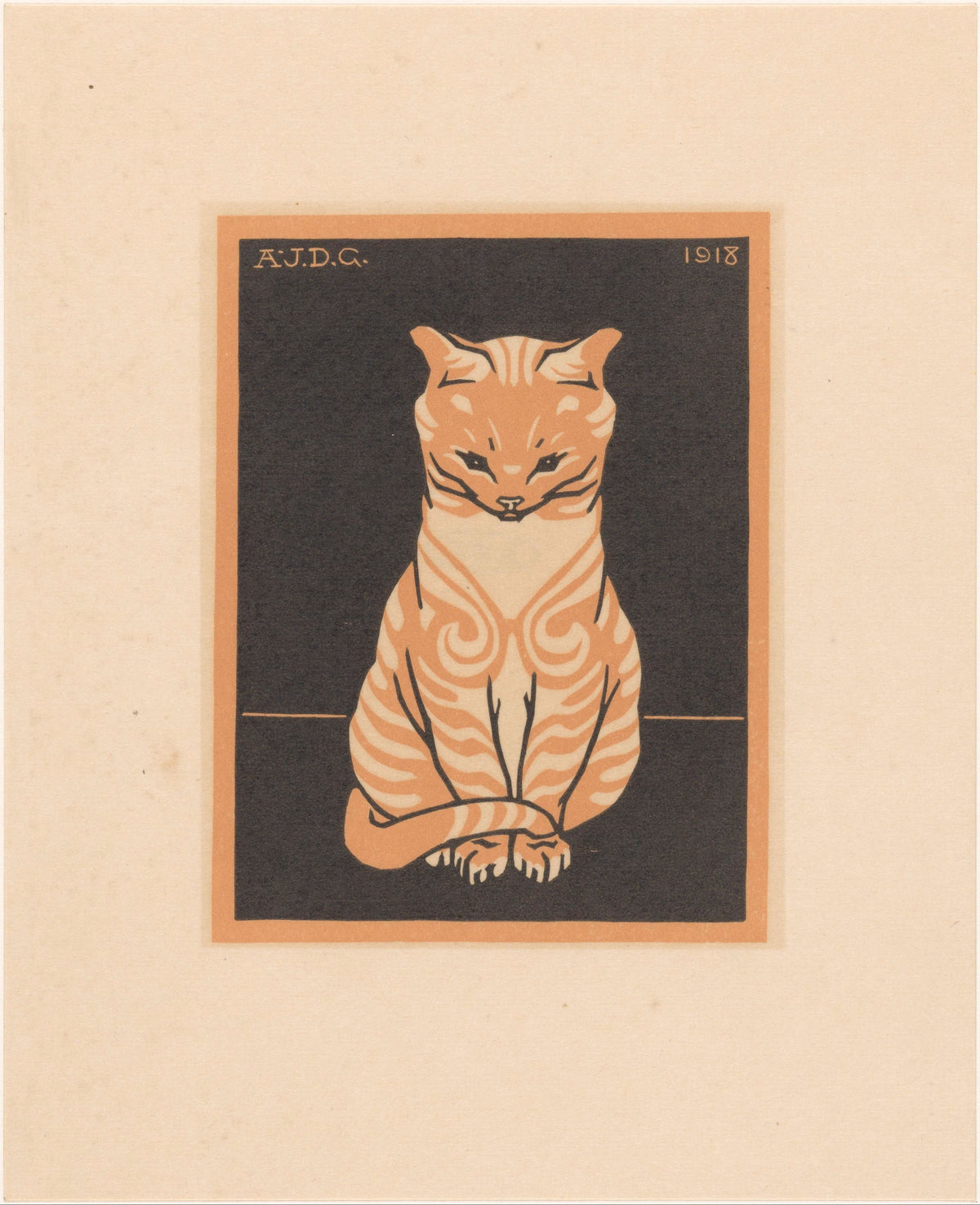 Julie de Graag — Seated Cat | Woodcut Print