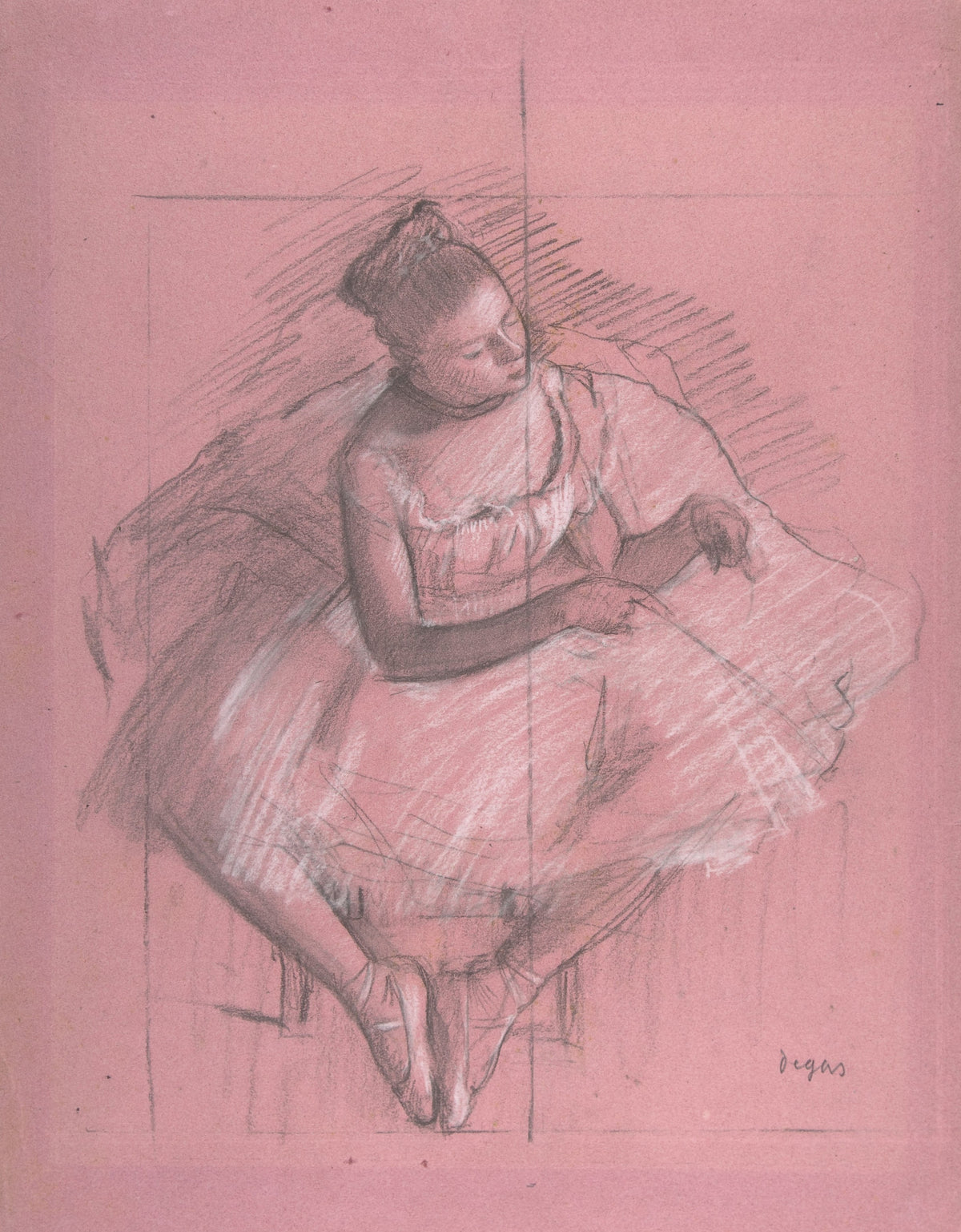 Edgar Degas — Seated Dancer (Study on Pink Paper) | Fine Art Print