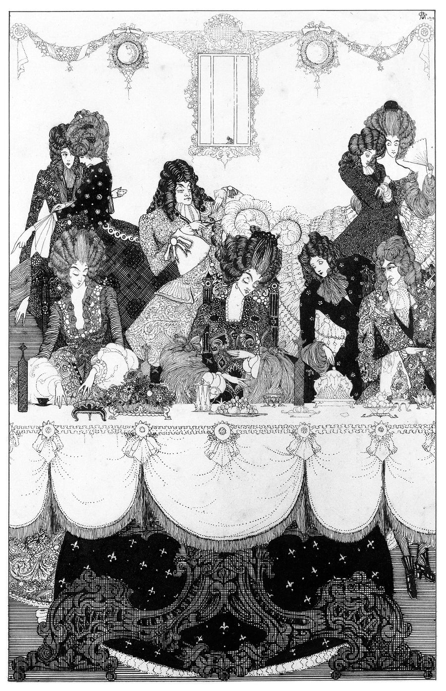 Harry Clarke — See Fierce Belinda on the Baron Flies | Fantasy Illustration Print shown to scale on a wall above a sofa