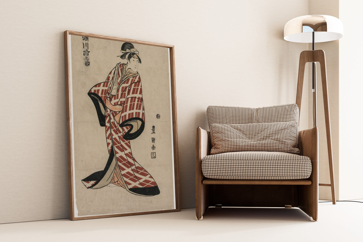 Utagawa Toyokuni — Segawa Michinosuke Wearing a Padded Plaid Robe | Japanese Woodblock Print (Ukiyo-e)