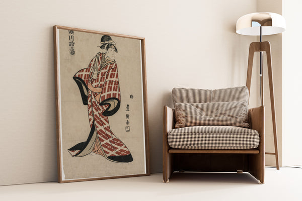 Utagawa Toyokuni — Segawa Michinosuke Wearing a Padded Plaid Robe | Japanese Woodblock Print (Ukiyo-e)