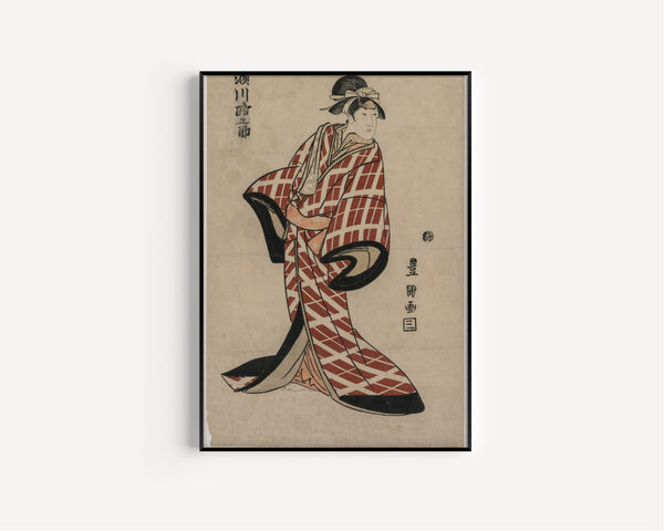 Utagawa Toyokuni — Segawa Michinosuke Wearing a Padded Plaid Robe | Japanese Woodblock Print (Ukiyo-e)