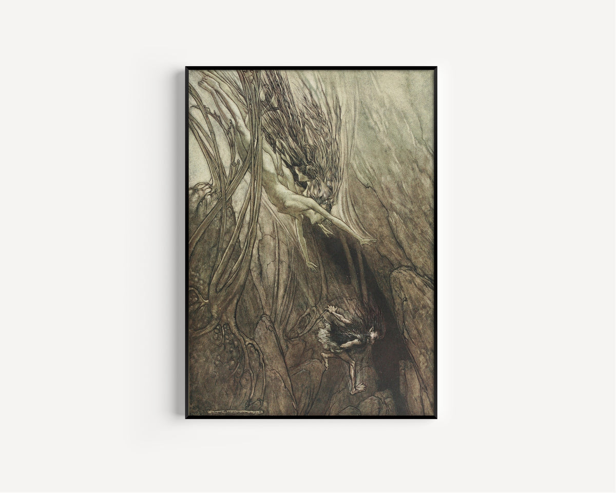 Arthur Rackham — Seize the Despoiler! Rescue the Gold! | Wagner Illustration Print