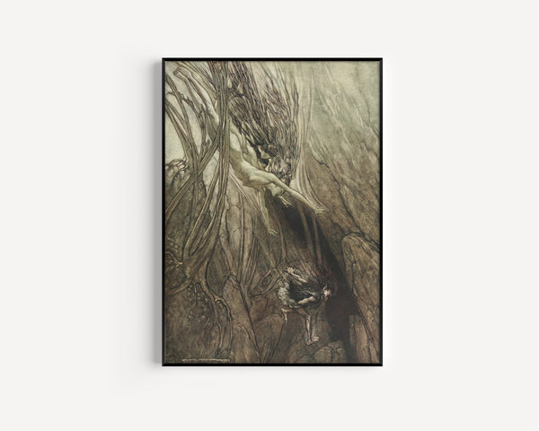 Arthur Rackham — Seize the Despoiler! Rescue the Gold! | Wagner Illustration Print