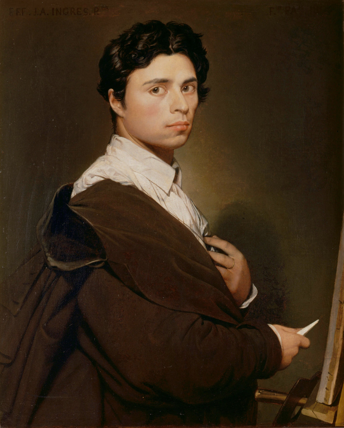 Self-Portrait Aged 24 by Jean-Auguste-Dominique Ingres — A young painter turns to meet your gaze, chalk in hand