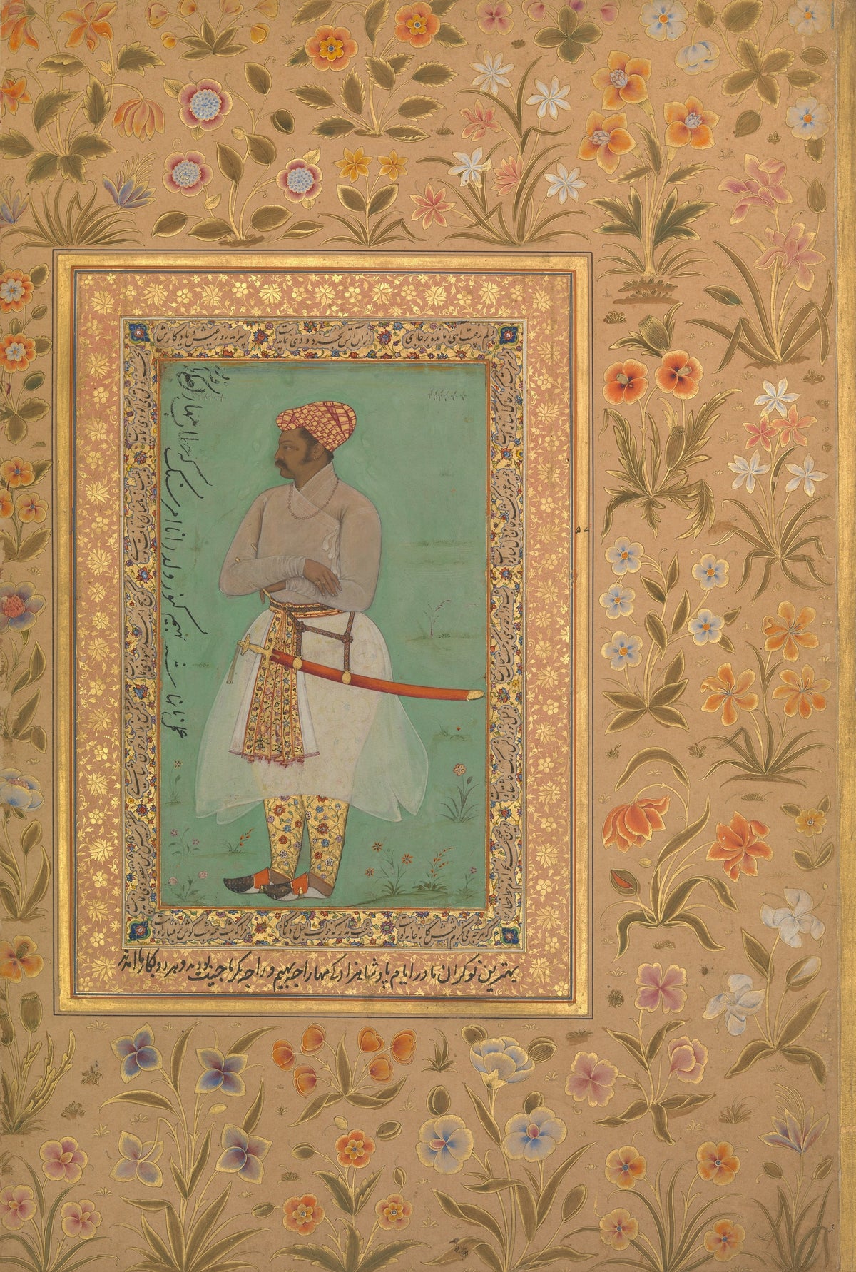 Nanha — Shah Jahan Album: Portrait of Maharaja Bhim Kanwar | Mughal Painting Art Print