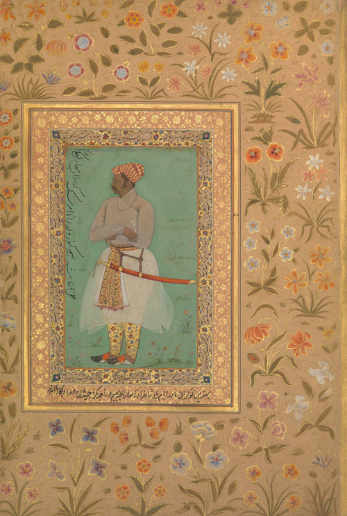Nanha — Shah Jahan Album: Portrait of Maharaja Bhim Kanwar | Mughal Painting Art Print