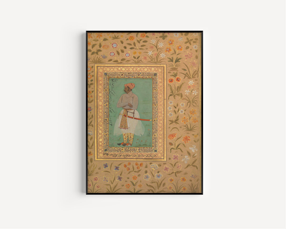 Nanha — Shah Jahan Album: Portrait of Maharaja Bhim Kanwar | Mughal Painting Art Print