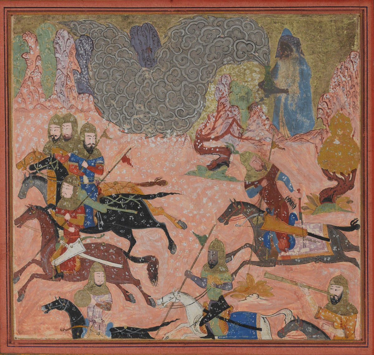 Shahnama: Bazur the Magician Raises up Darkness and a Storm | Islamic Manuscript Painting Print