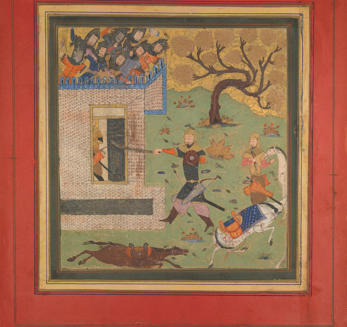 Shahnama: Bizhan Forces Farud to Retreat into his Fort | Islamic Manuscript Painting Print