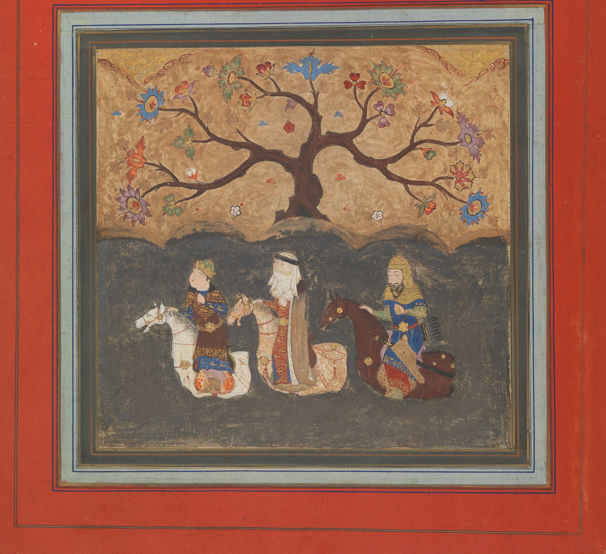 Shahnama: Kai Khusrau, Farangis and Giv Crossing the River Jihun (Oxus) | Islamic Manuscript Painting Print