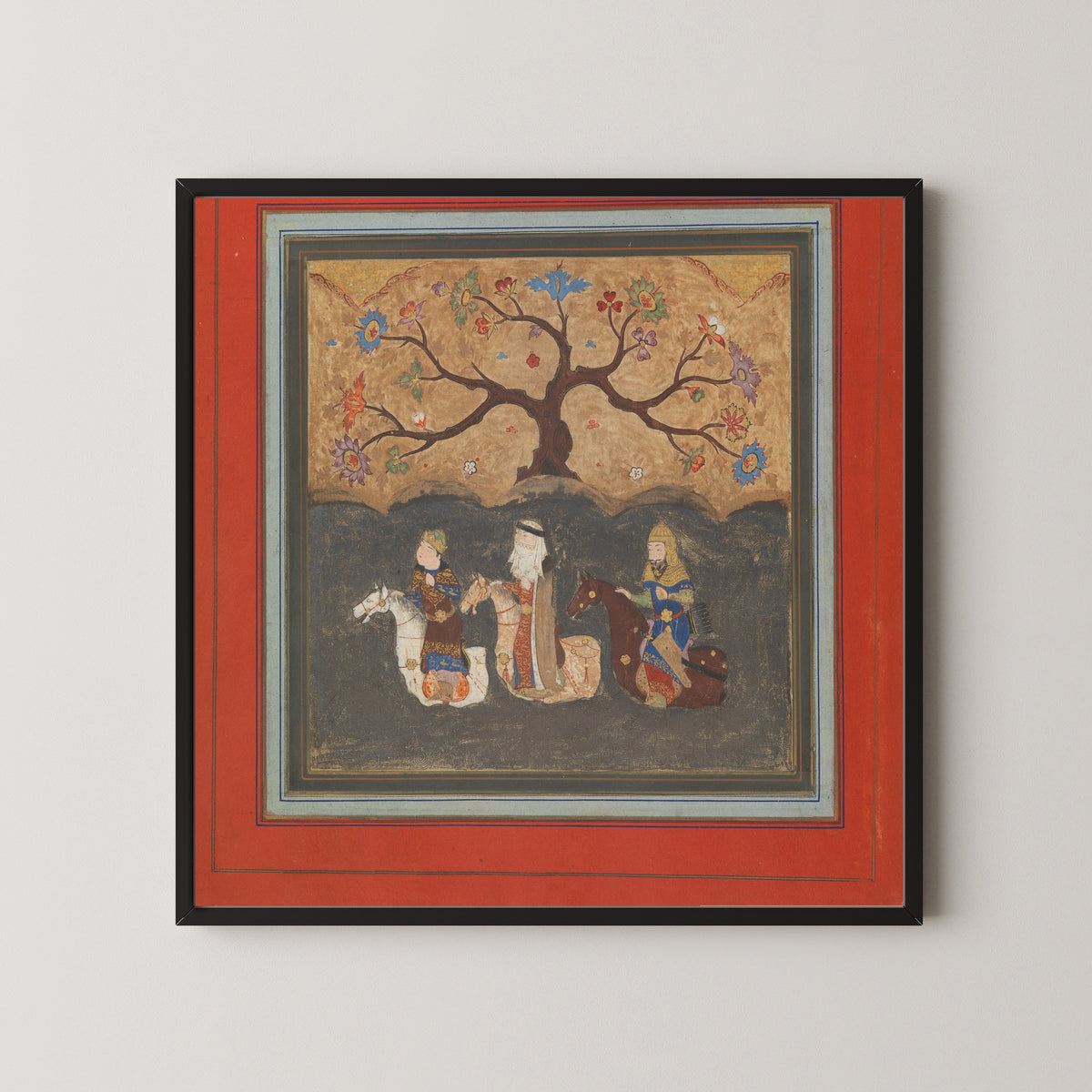 Shahnama: Kai Khusrau, Farangis and Giv Crossing the River Jihun (Oxus) | Islamic Manuscript Painting Print