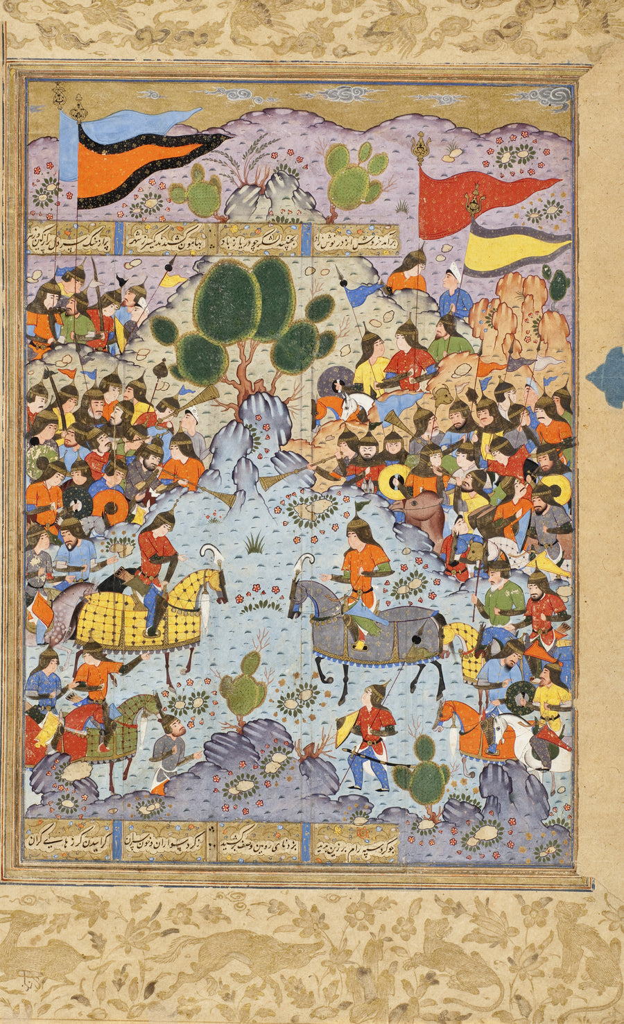 Shahnama: Piruz Advises Nushzad not to Rebel against Anushirvan | Persian Miniature Art Print shown to scale on a wall above a sofa