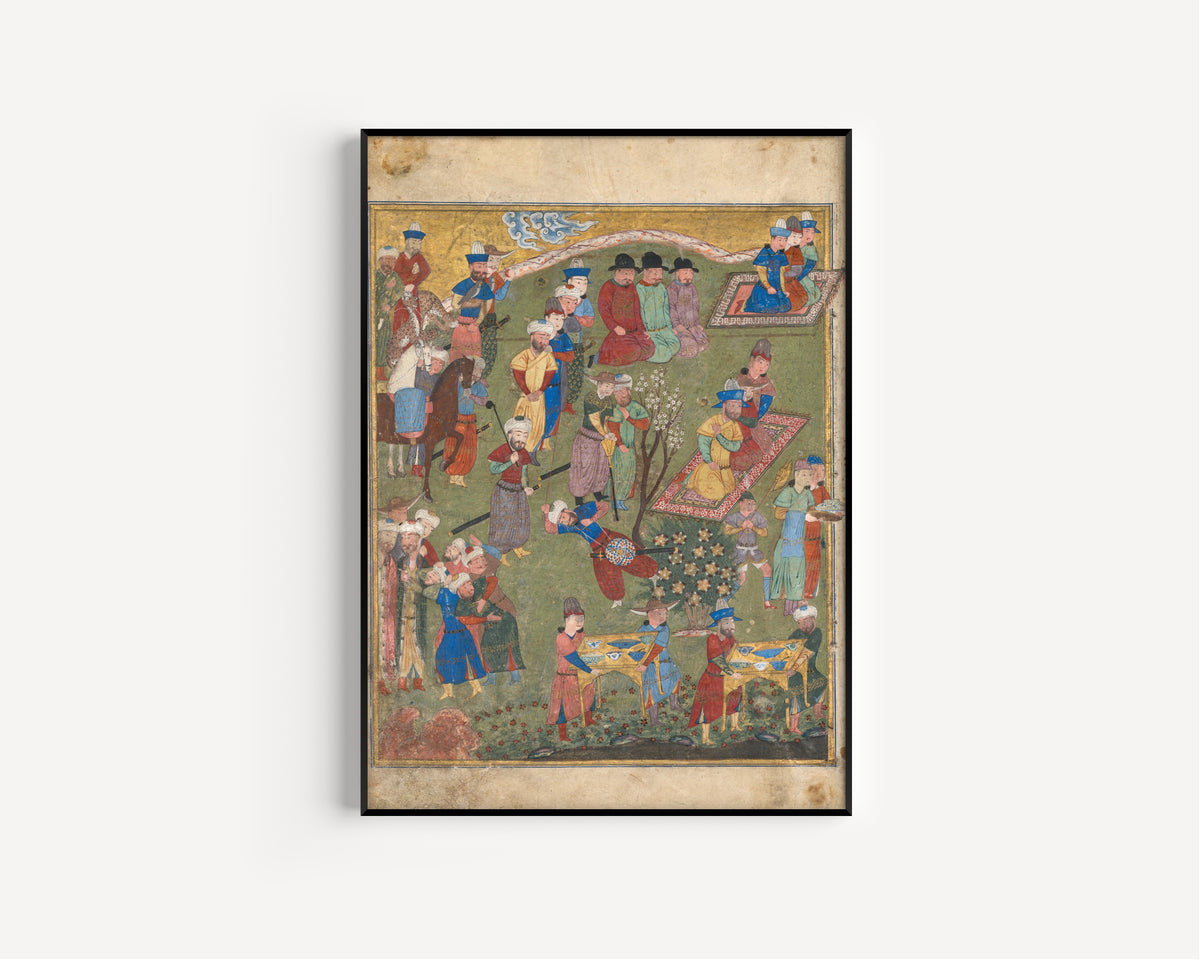 Shahnama: Royal Reception in a Landscape | Persian Miniature Art Print