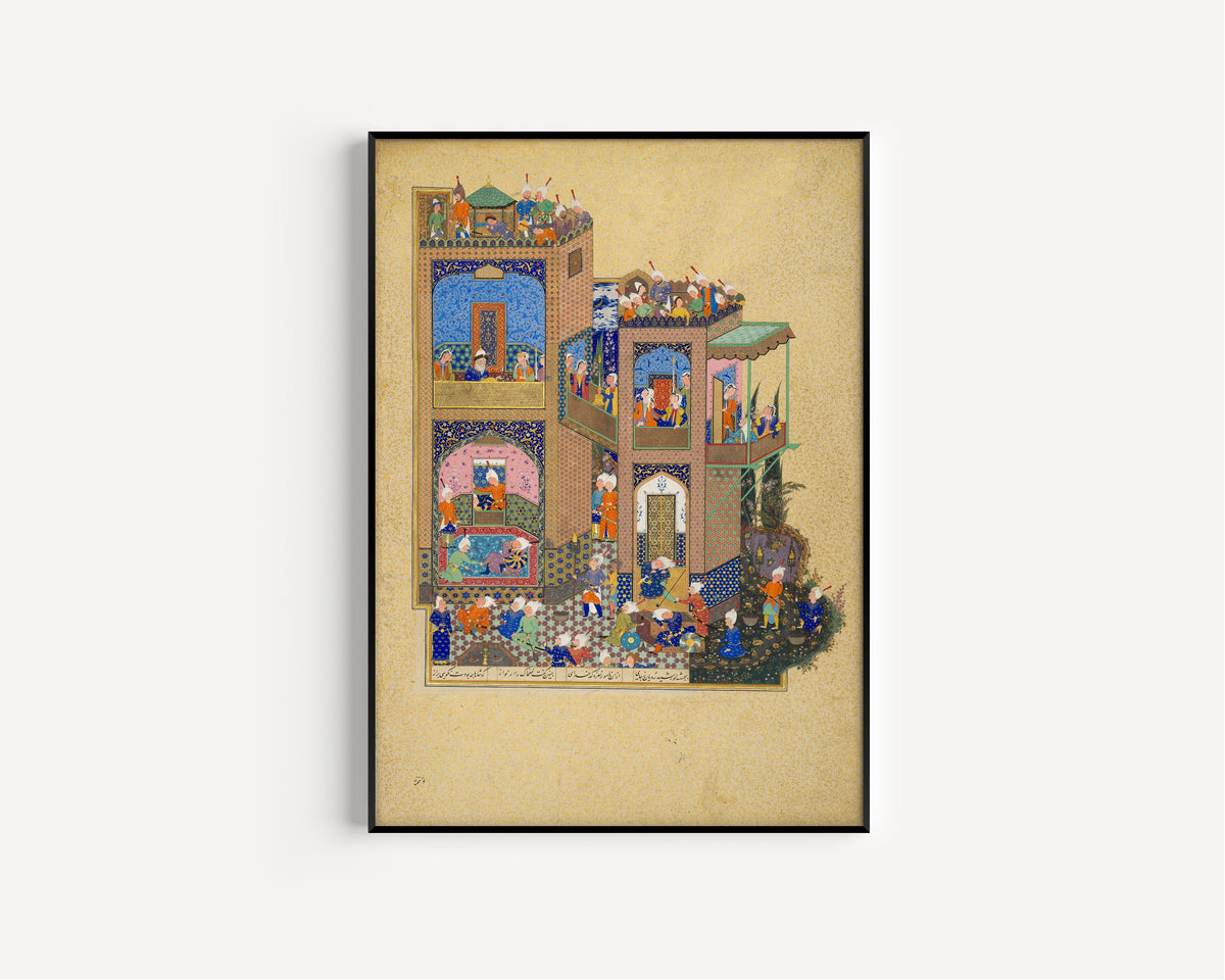 Mir Musavvir — Shahnama of Shah Tahmasp: Zahhak Discusses His Dream with Arnavaz | Persian Miniature Art Print
