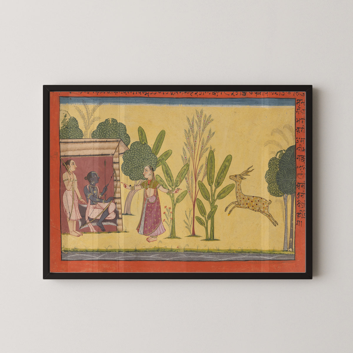 Pahari school — Shangri Ramayana: Sita Asks Rama to Fetch the Golden Deer | Indian Miniature Painting Print
