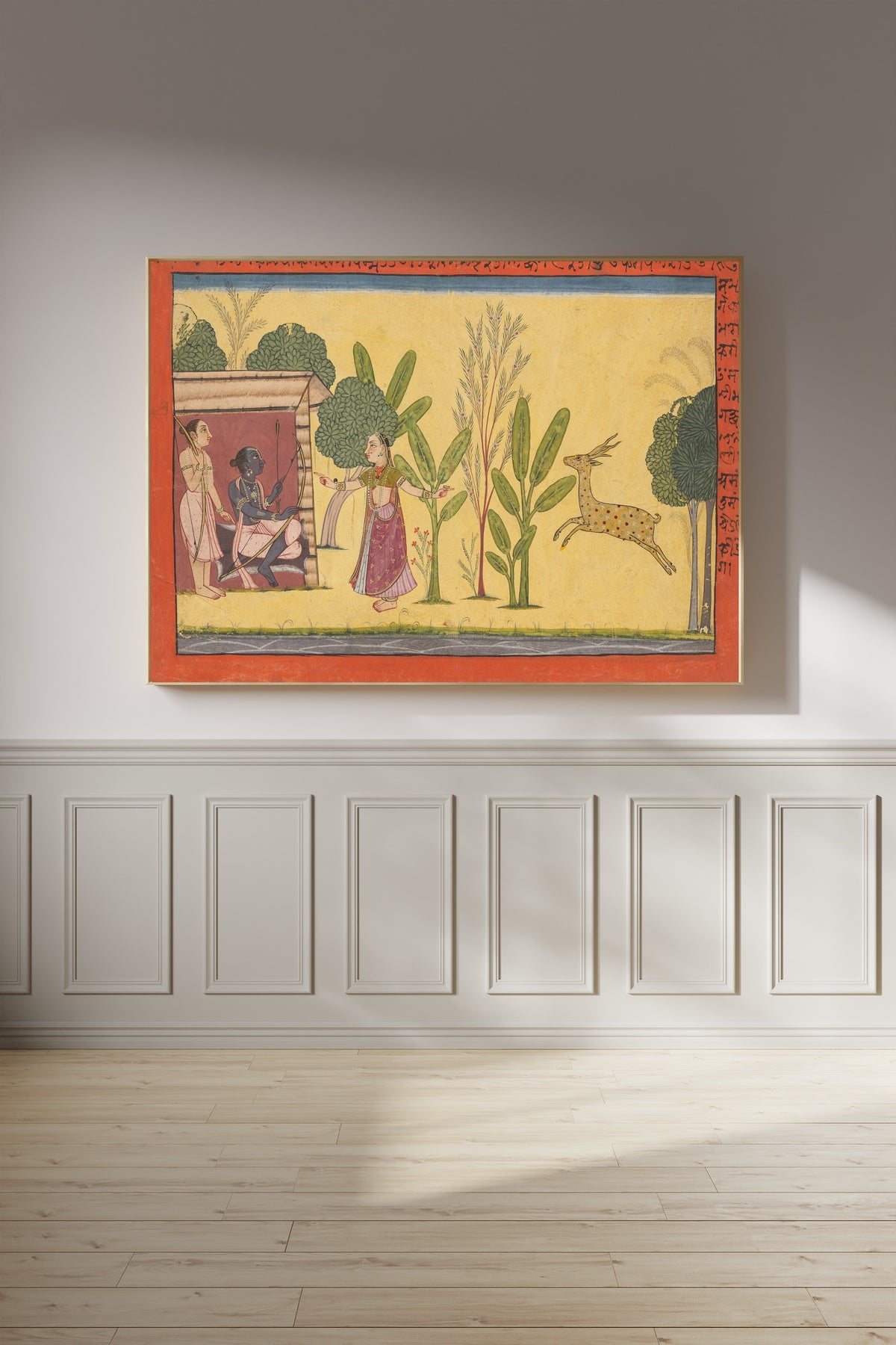Pahari school — Shangri Ramayana: Sita Asks Rama to Fetch the Golden Deer | Indian Miniature Painting Print