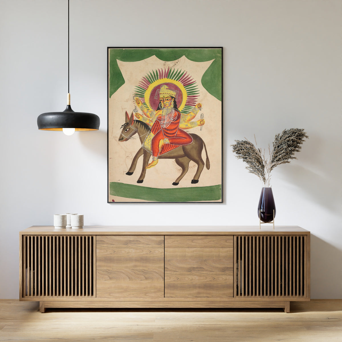 Kalighat painter — Sheetaladevi: The Smallpox Goddess | Kalighat Painting Print