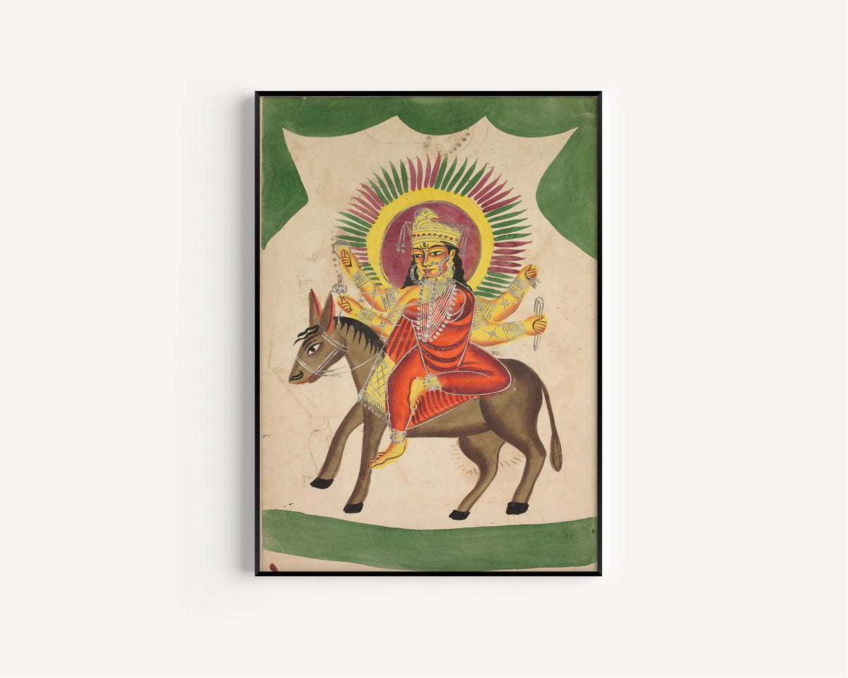 Kalighat painter — Sheetaladevi: The Smallpox Goddess | Kalighat Painting Print