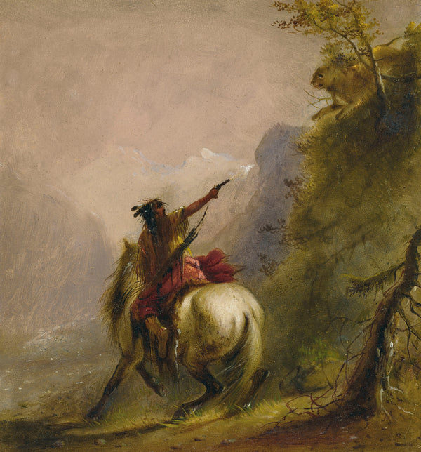 Alfred Jacob Miller — Shooting a Cougar | Western Art Print