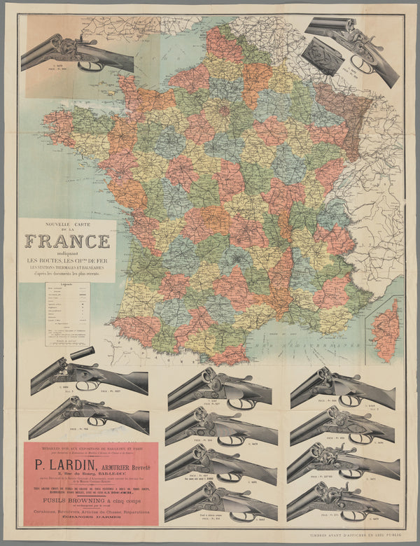 Dufrénoy — Shotgun Map of France | Antique Advertising Map Print