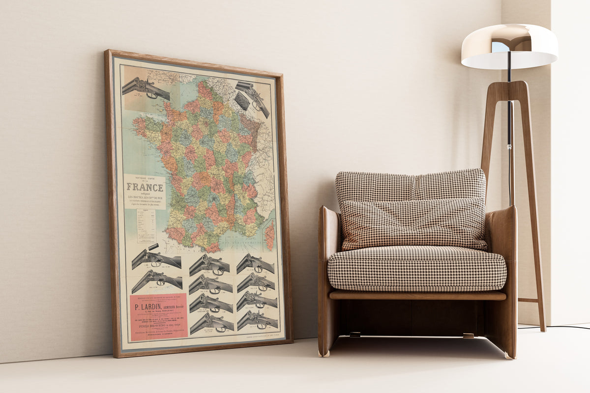 Dufrénoy — Shotgun Map of France | Antique Advertising Map Print