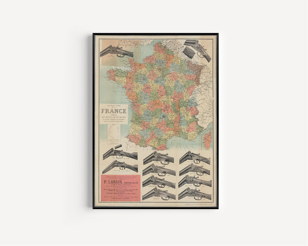 Dufrénoy — Shotgun Map of France | Antique Advertising Map Print