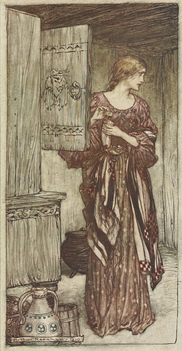 Arthur Rackham — Sieglinde Prepares Hunding’s Draught for the Night | Wagner Illustration Print
