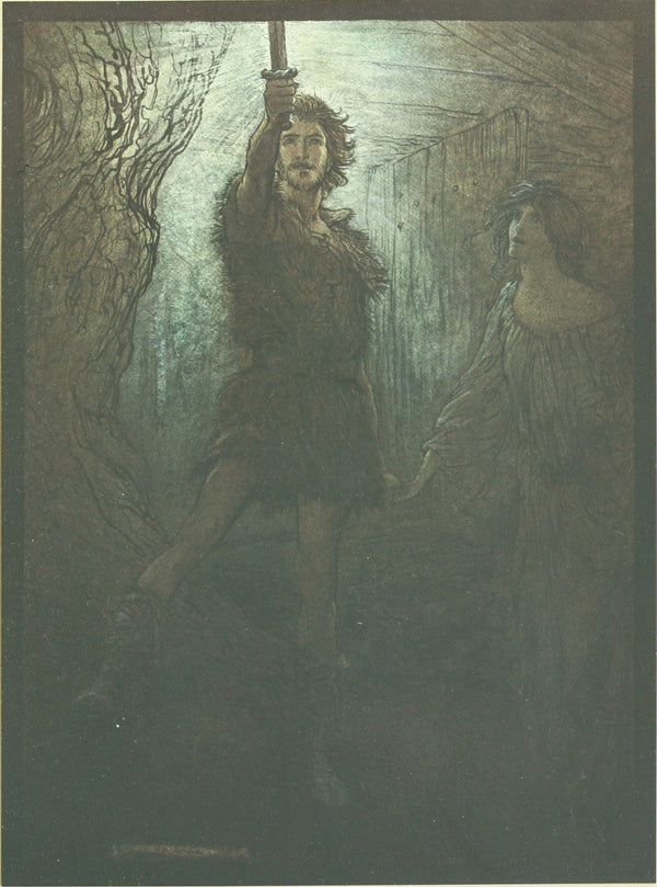 Arthur Rackham — Siegmund the Wälsung Thou Dost See! As Bride-Gift He Brings Thee This Sword | Wagner Illustration Print