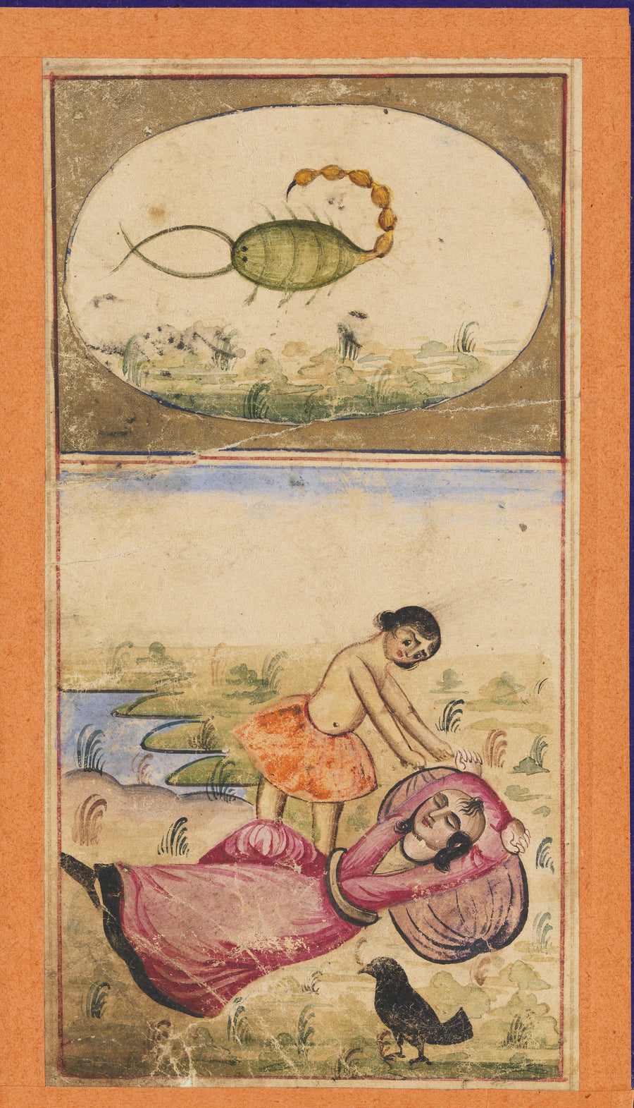 Signs of the Zodiac: Scorpio, the Scorpion | Esoteric Art Print shown to scale on a wall above a sofa