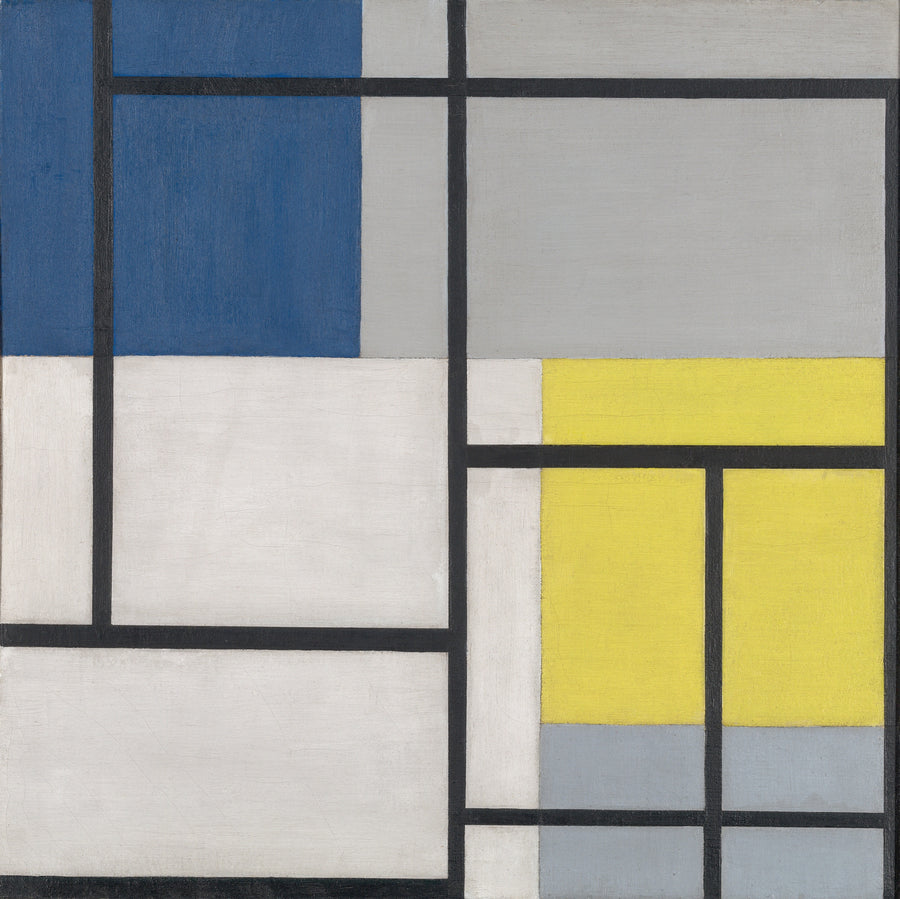 Theo van Doesburg — Simultaneous Composition | Art Print shown to scale on a wall above a sofa