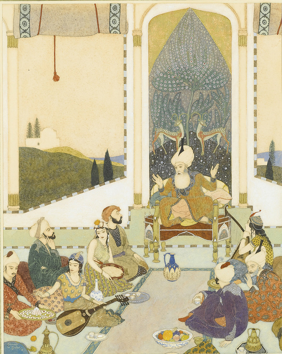 Edmund Dulac — Sindbad the Sailor Entertains Sindbad the Landsman | Fairy Tale Illustration Print
