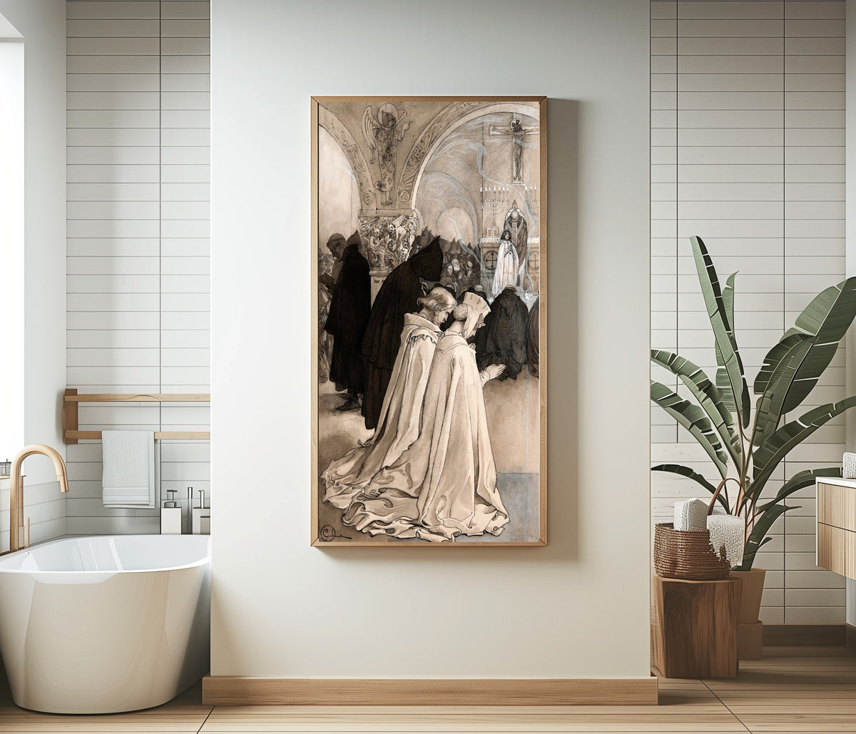 Carl Larsson — Singoalla: Kneeling at Mass | Illustration Art Print