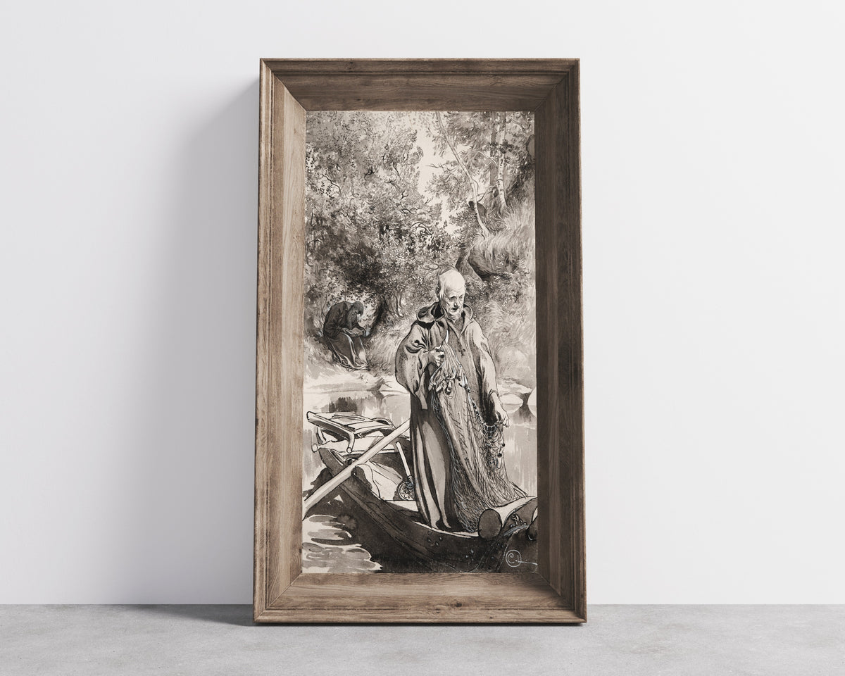 Carl Larsson — Singoalla: The Monk with the Fishing Net | Illustration Art Print