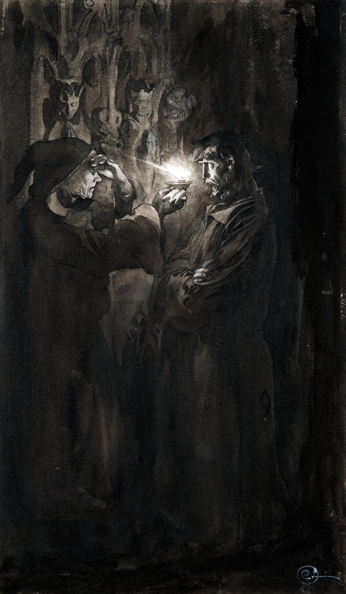 Carl Larsson — Singoalla: Two Figures by Lamplight | Illustration Art Print