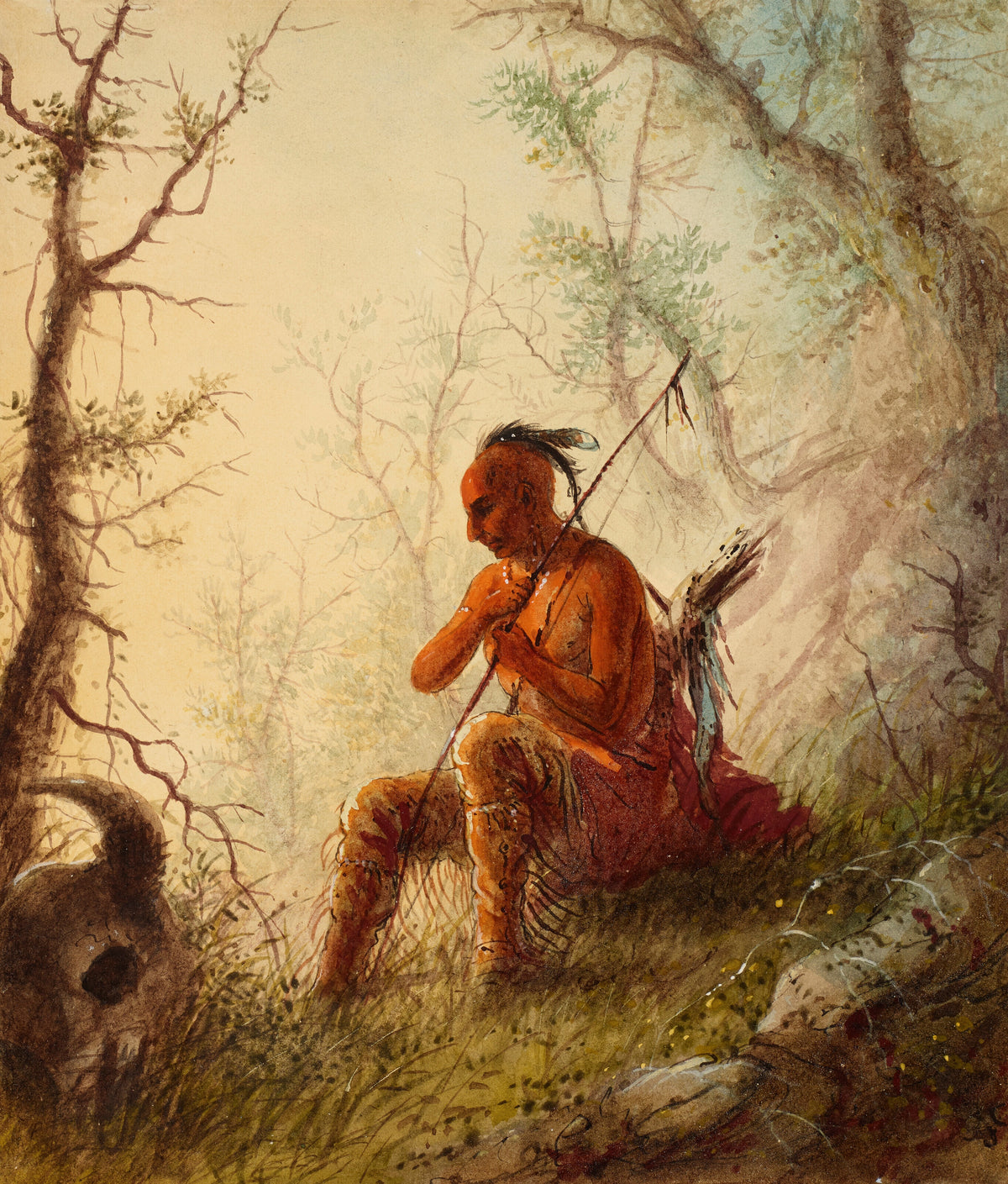 Alfred Jacob Miller — Sioux Indian at a Grave | Western Art Print