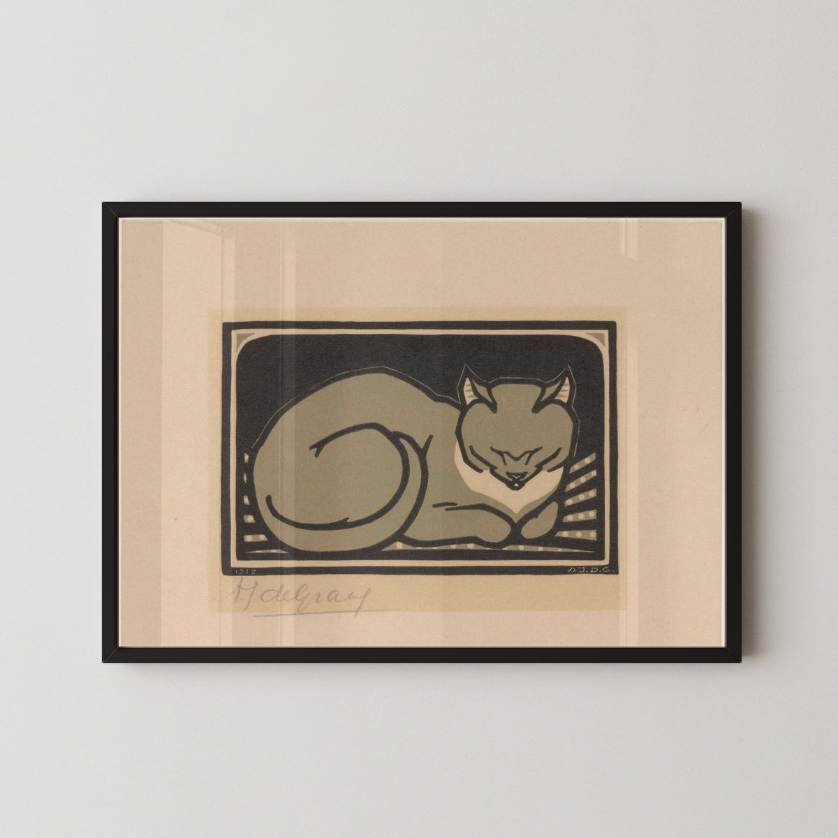 Julie de Graag — Sleeping Cat | Woodcut Print