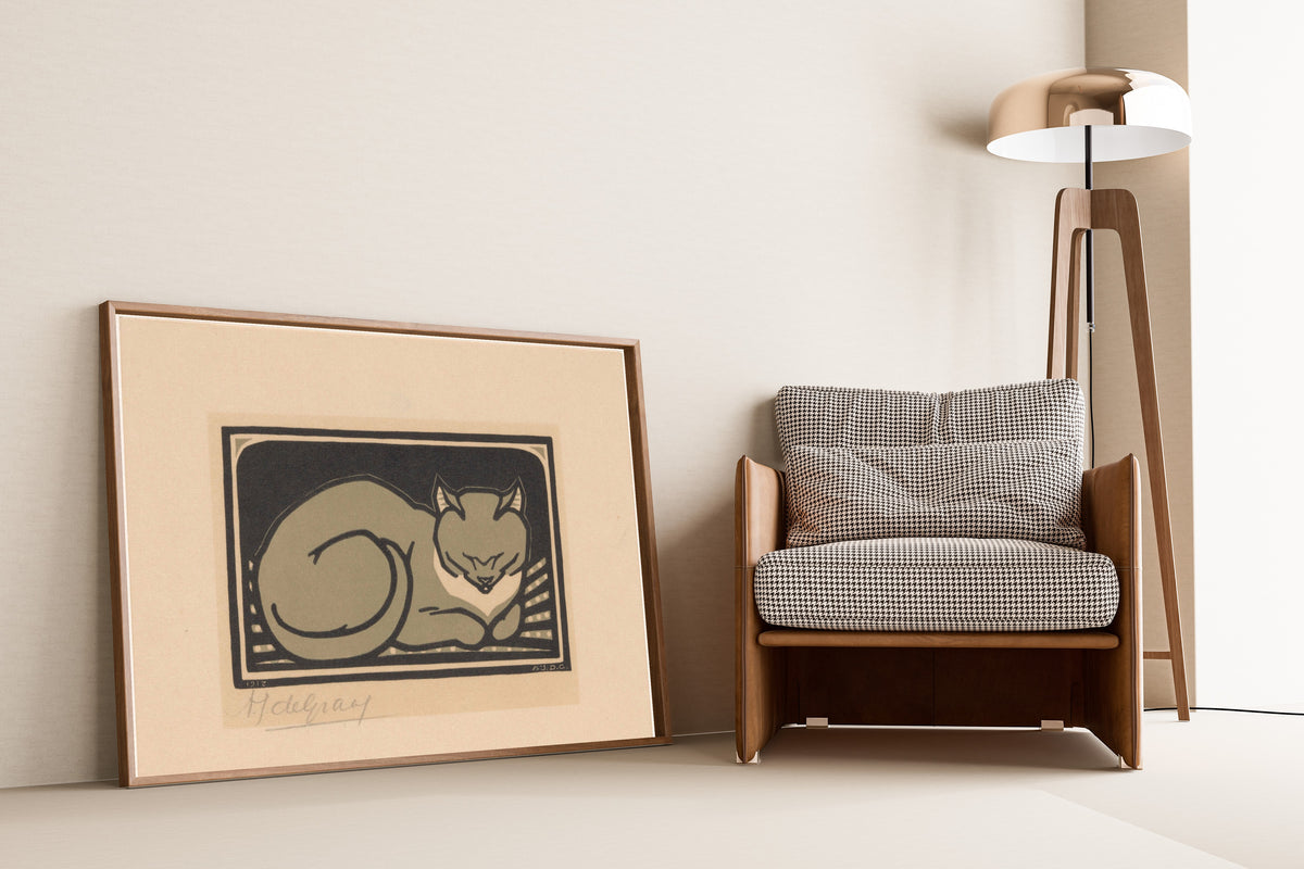 Julie de Graag — Sleeping Cat | Woodcut Print