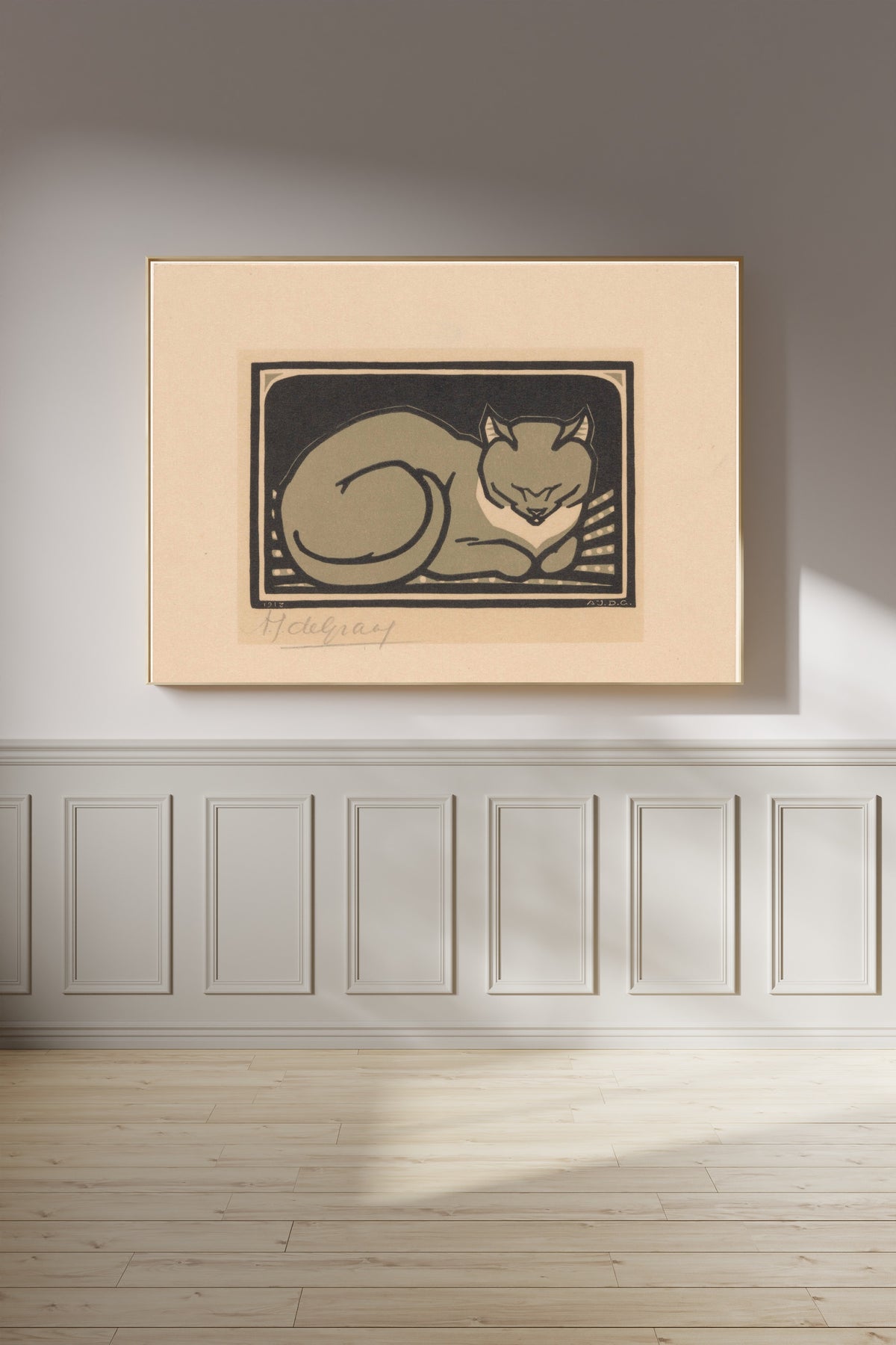 Julie de Graag — Sleeping Cat | Woodcut Print
