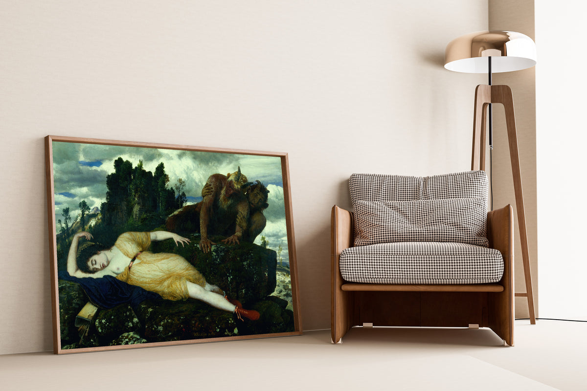Arnold Böcklin — Sleeping Diana Watched by Two Fauns | Symbolist Art Print