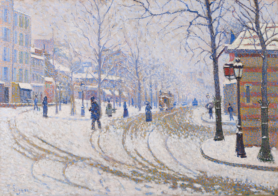 Paul Signac — Snow, Boulevard de Clichy, Paris | Fine Art Print shown to scale on a wall above a sofa