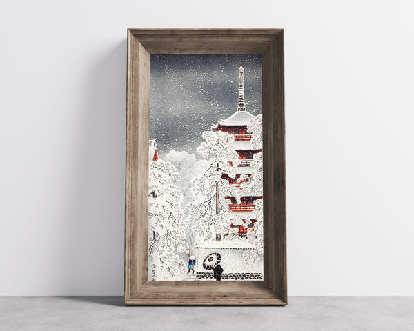 Takahashi Shotei — Snow at Asakusa, Yedo, Musashi Province | Japanese Woodblock Print (Shin Hanga)