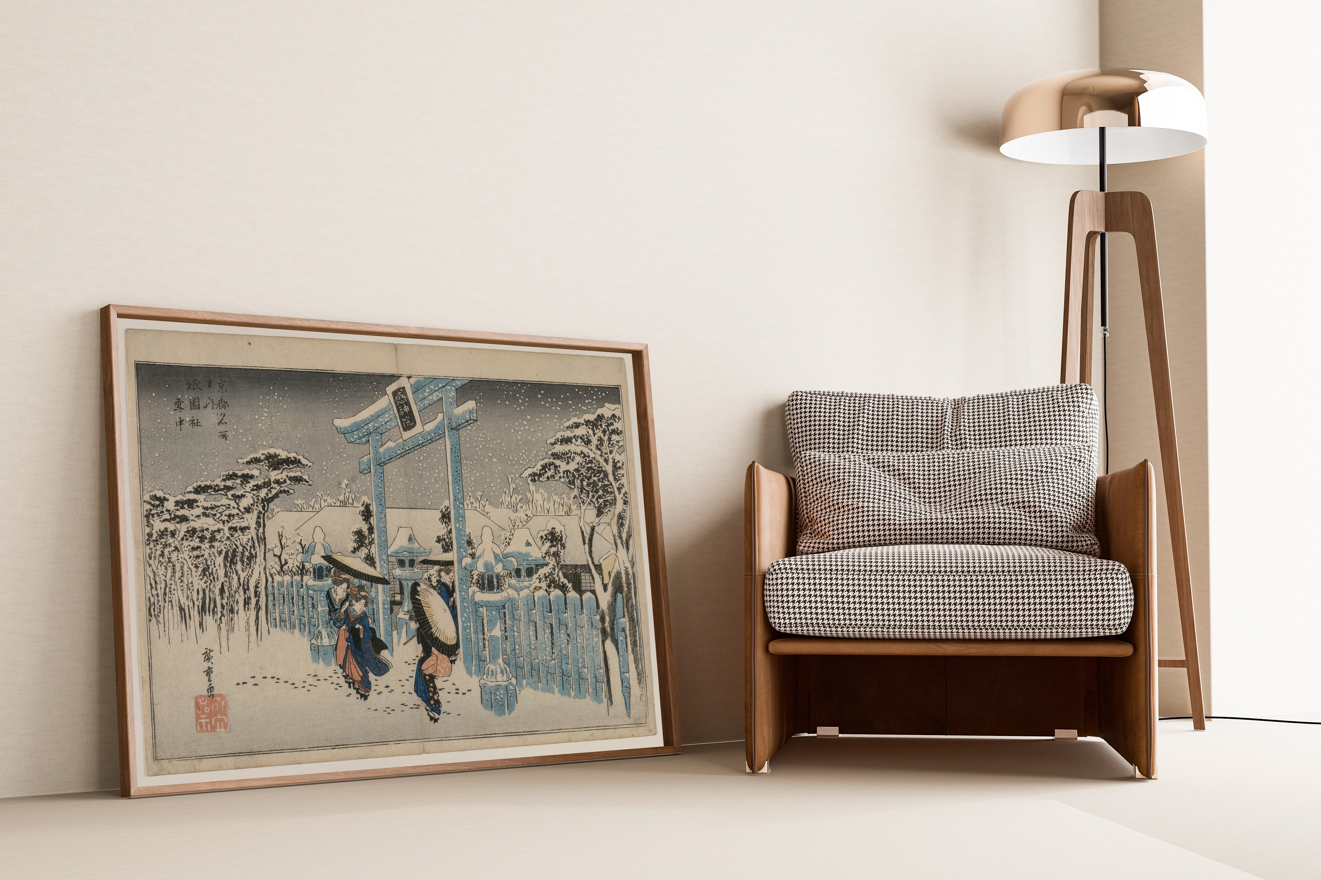 Utagawa Hiroshige — Snow at the Gion Shrine | Japanese Woodblock Print (Ukiyo-e)